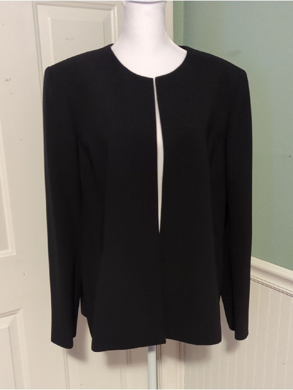 Jones Studio  Seperates Black Open-Front Blazer Jacket Sharp Look 16 Women's